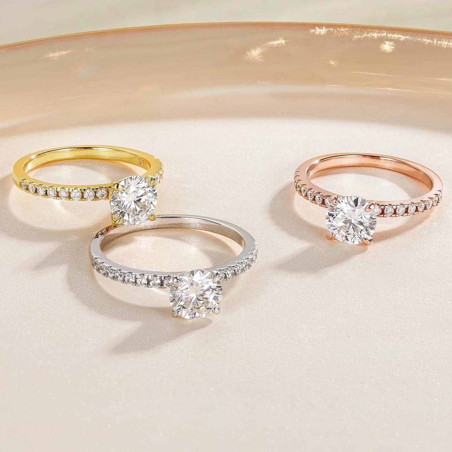 EAMTI 1.2CT 925 Sterling Silver Bridal Ring Sets Round CZ Engagement Promise Rings for Her Wedding Bands for Women Size 3-11 - Image 3