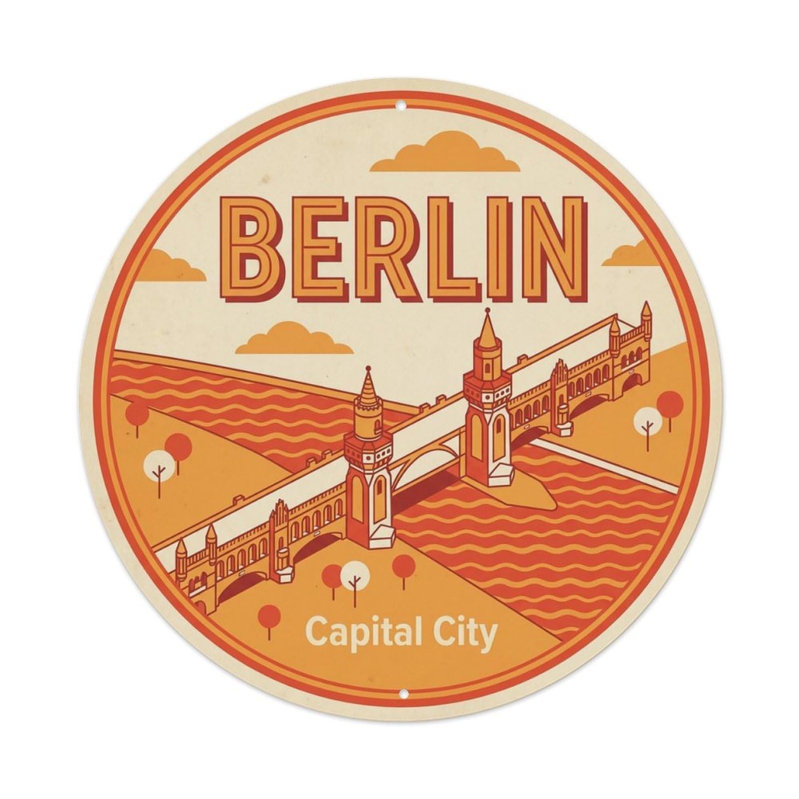 Yrnq 8X8inch Vintage Style Vintage Travel Berlin Germany Bridge 1 Metal Tin Sign