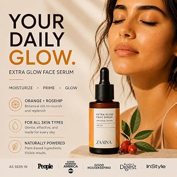 ZAAINA Extra Glow Face Oil Serum for Radiant Skin, 1 oz