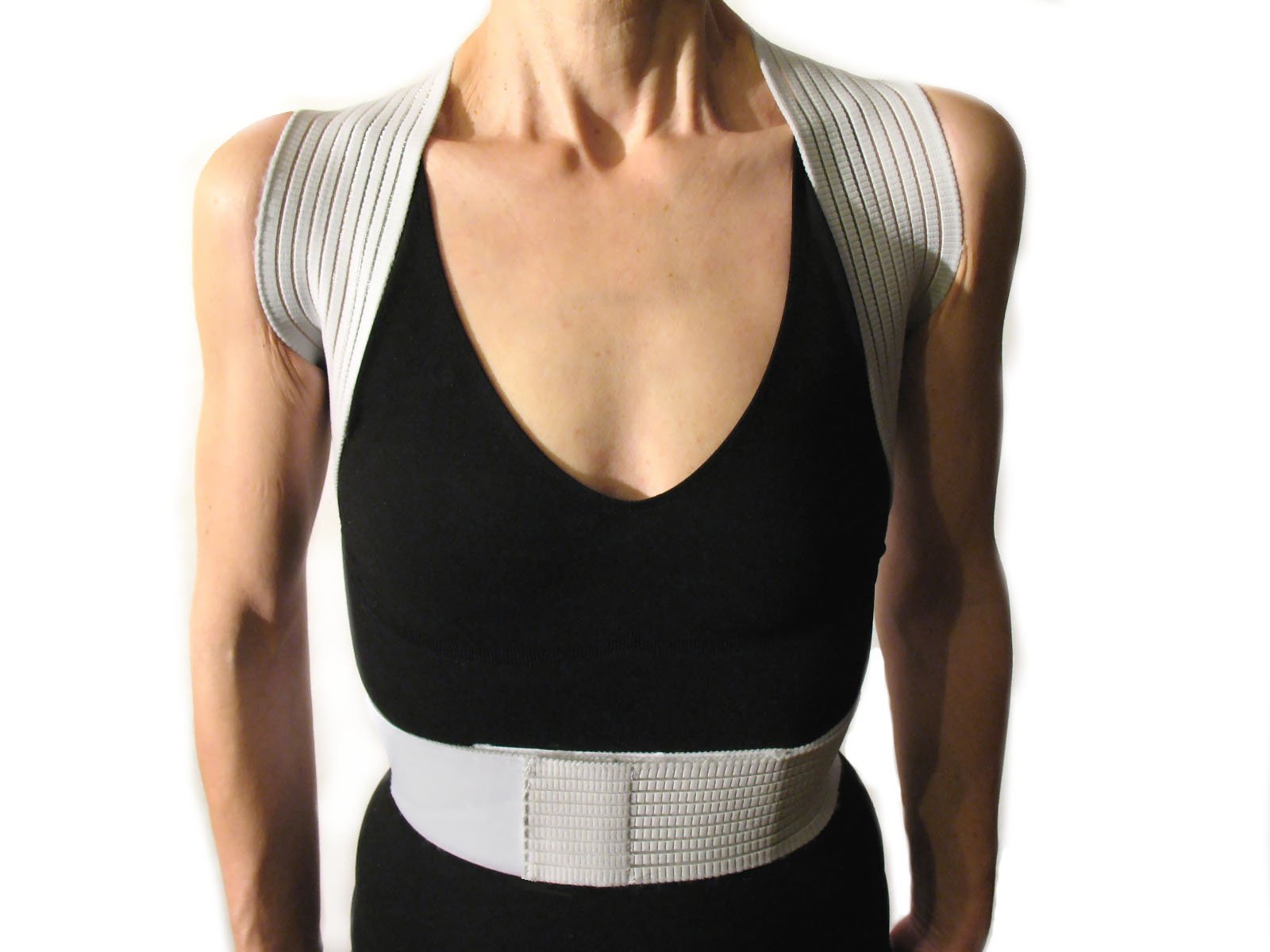 RADDRIZZASCHIENA STECCATO -Grigio Perla, M (76-86 cm.)- Correttore Posturale per Uomo e Donna, Fascia Posturale Spalle e Schiena, Busto Postura Anti Cifosi, Raddrizza Spalle - UNISEX