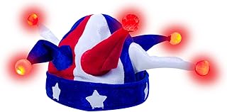 Windy City Novelties - LED Patriotic Jester Hat 4th of July Party Accessories Patriotic Costume Funny Hat for Men Women and Kids Cosplay Raves EDM Concerts Birthdays Memorial Day