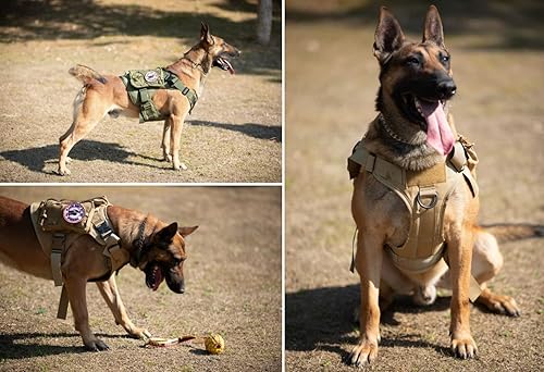 Miniatura 6 de Ohmopie Tactical Dog Harness for Medium Large Dog No Pull Dog Adjustable Harness with Back Clip & Front Clip Heavy Duty Metal Buckle Service Dog