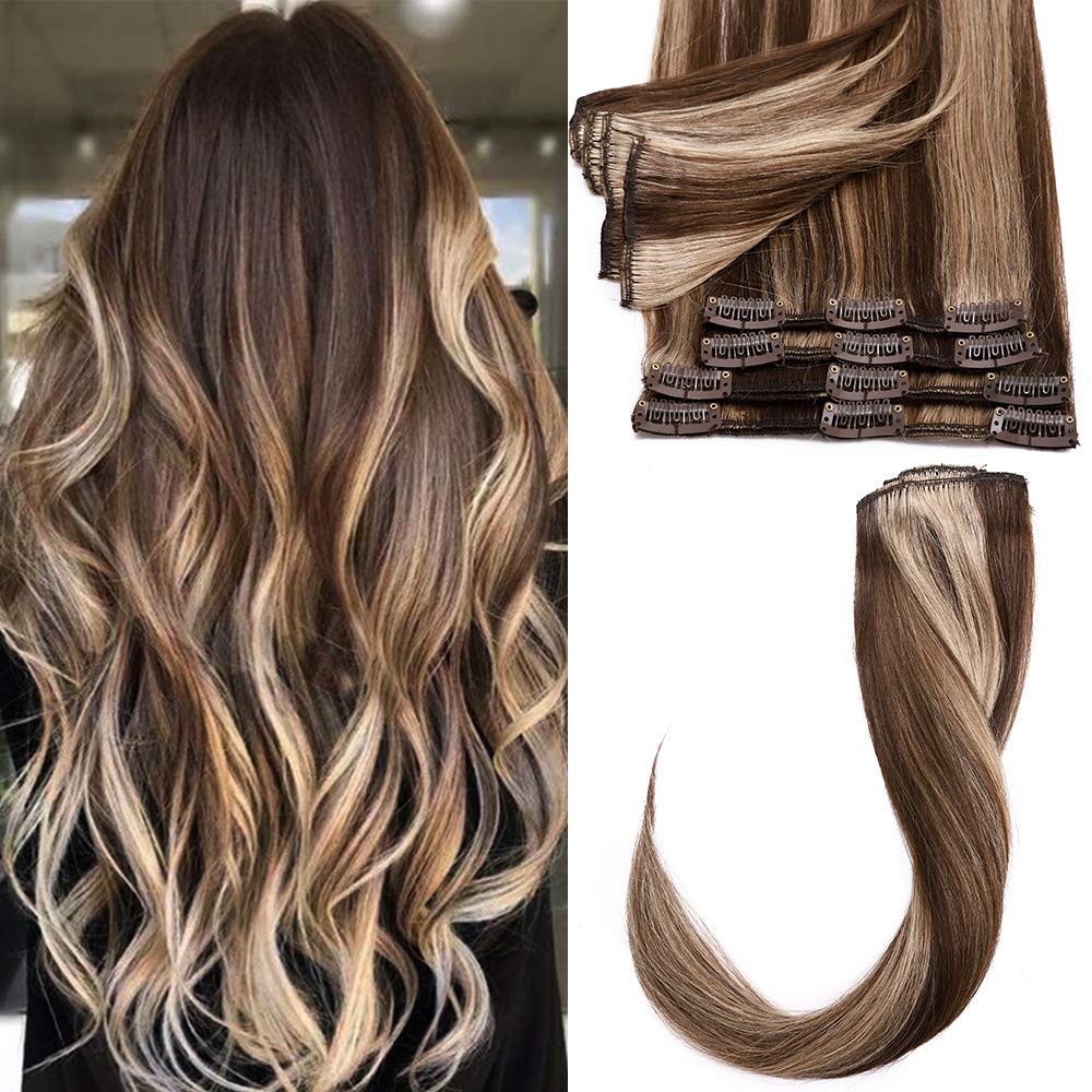 Silkco Echthaar Clip In Extensions 8 Tressen 18 Clips 65g