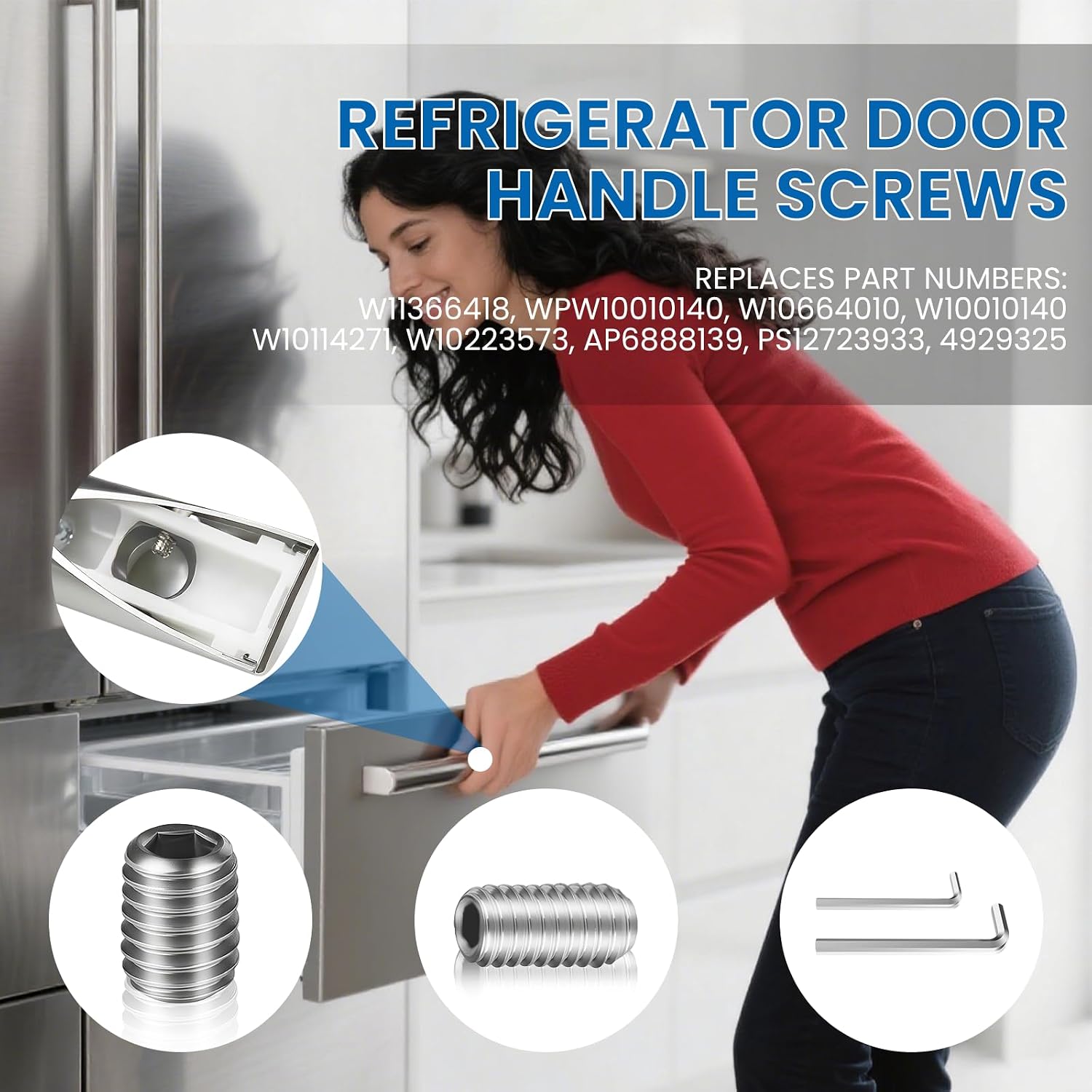 W11366418 Refrigerator Freezer Door Handle Mounting Set Screw, Fridge Door Screw Latest Upgrade Tiny Size
