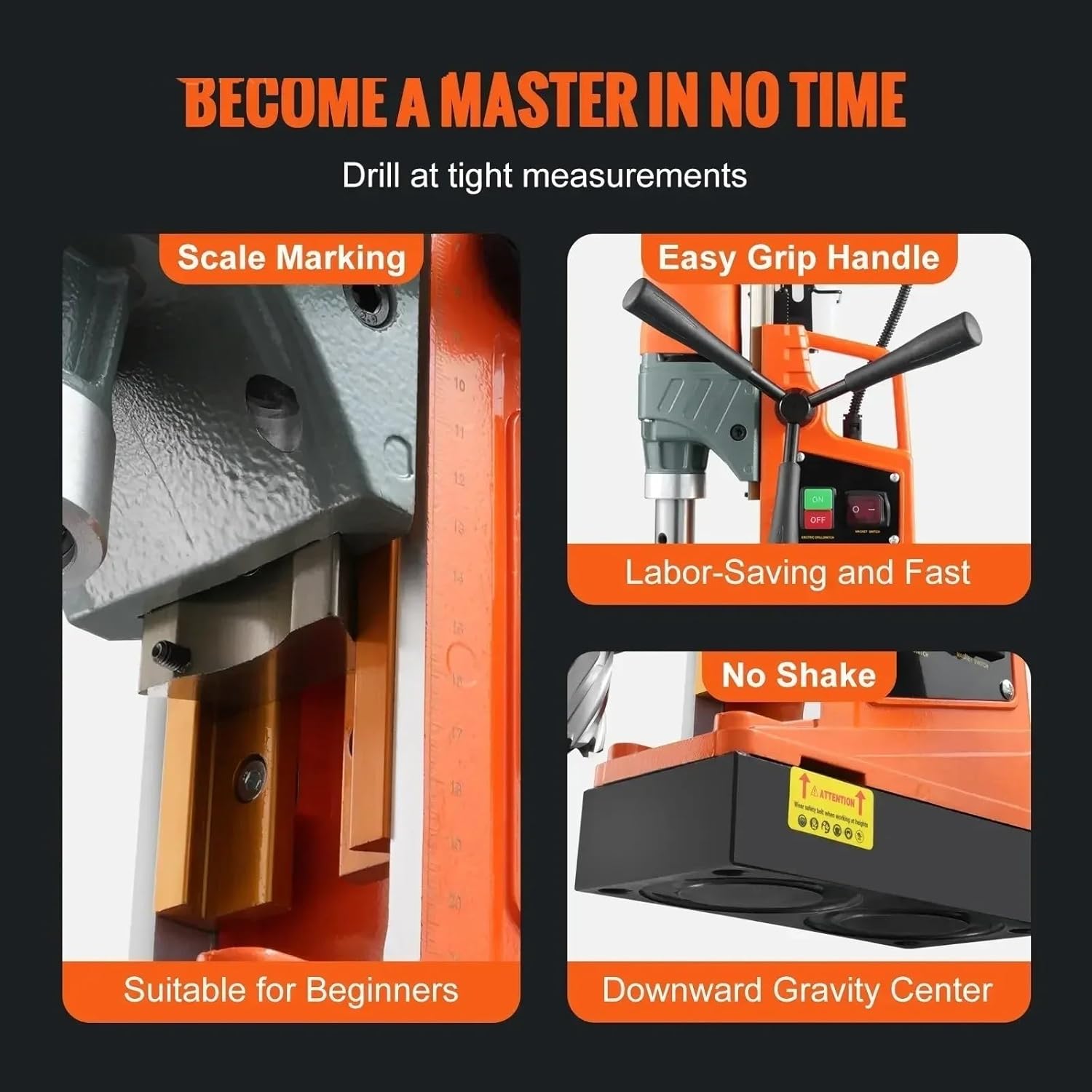 1450W 磁気ドリル 2インチ 穴あけ直径 12500/12800N ポータブル電気マグドリルプレス 800 RPM 磁気ドリルマ VEVOR  Magnetic Drill, 1450W 2