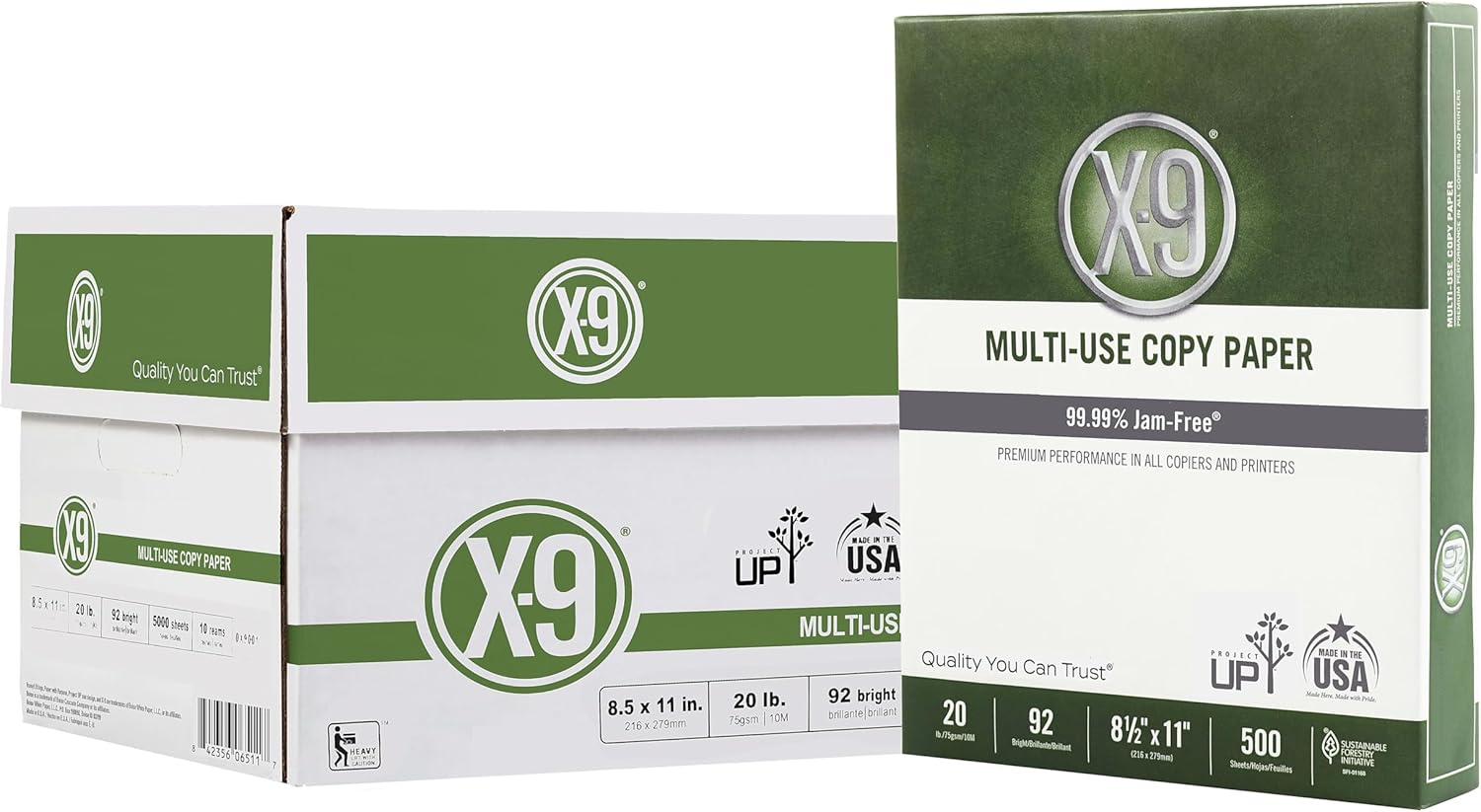 Generic (8.5"" x 11"" Letter) - X-9 Multi-Use Print & Copy Paper, White, Brightness 92, Case of 10 Reams - 5,000 Pages Total (OX9001-CTN) (Letter (8.5 x 11), 10 Ream | 5000 Sheets)