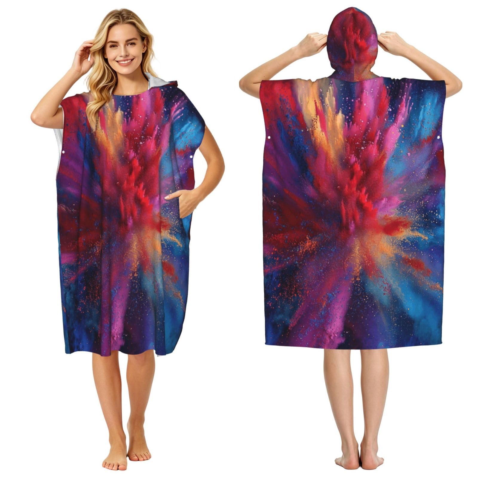 DTHKJNLSF Holi Adult Hooded Beach Poncho Towel