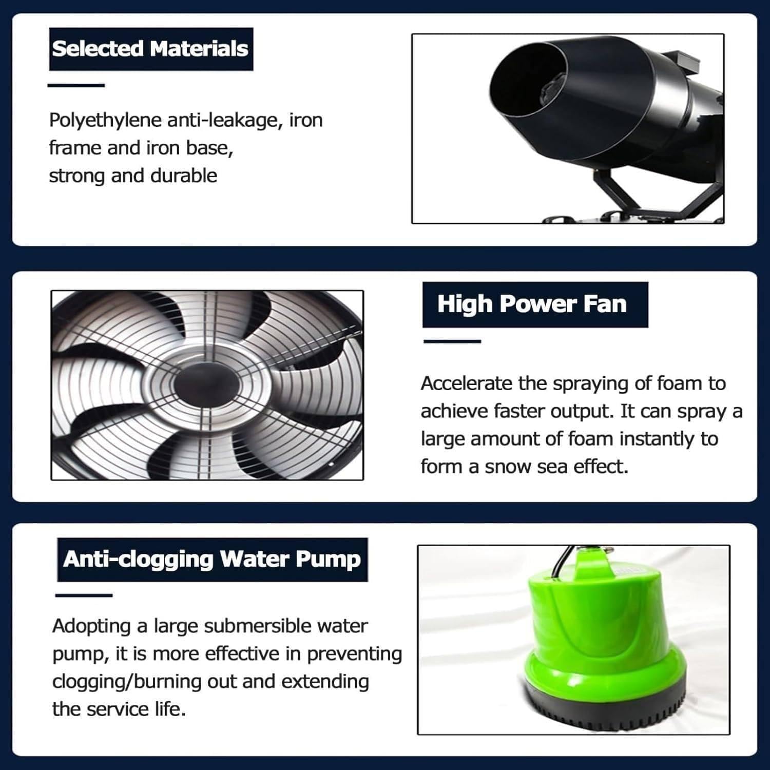 Máquina de chorro de espuma de 1000 W, equipo de DJ para fiestas al aire libre, villas, piscinas, escenarios, máquina de efectos especiales, cañón de espuma para discotecas.,Black