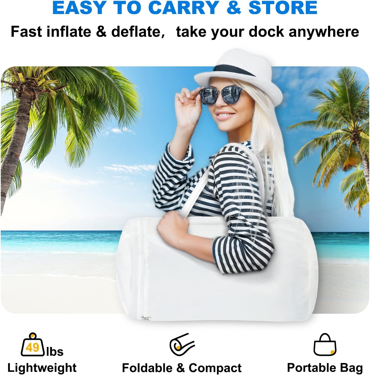 Happybuy Inflatable Floating Dock, Inflatable Dock Platform with Electric Air Pump & Storage Bag,Stable Platform Raft for Pool Beach Lake, Up to 3-10 People Rafting and Recreation 10' x 6.5'