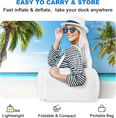 Miniatura 5 de VEVOR Muelle flotante inflable de 10 x 6.5 pies, plataforma de muelle inflable con bomba de aire eléctrica, plataforma de natación inflable de 6