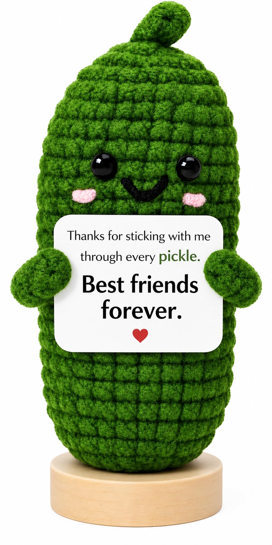 Emotional Support Pickle Crochet with Stand. Handmade Positive Pickle Gift for Women, Friends, Family, Co Workers. Birthday Gifts. Best Friends (Best Friend)