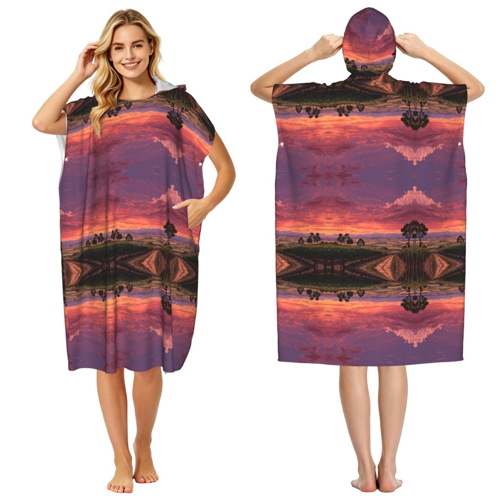 Poncho microfibre léger adulte avec capuche vigne de soleil pour le surf