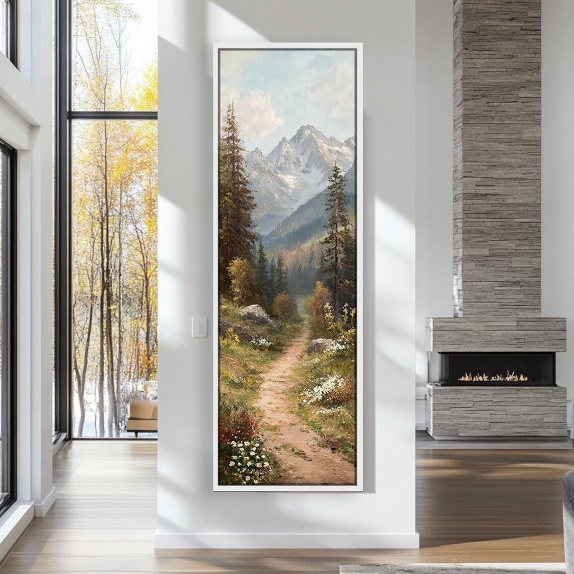 Láminas verticales largas del Árbol de la Vida, lienzos altos y estrechos para pared, ideales para comedor, dormitorio o como cuadro decorativo (60x180cm/marco interior).