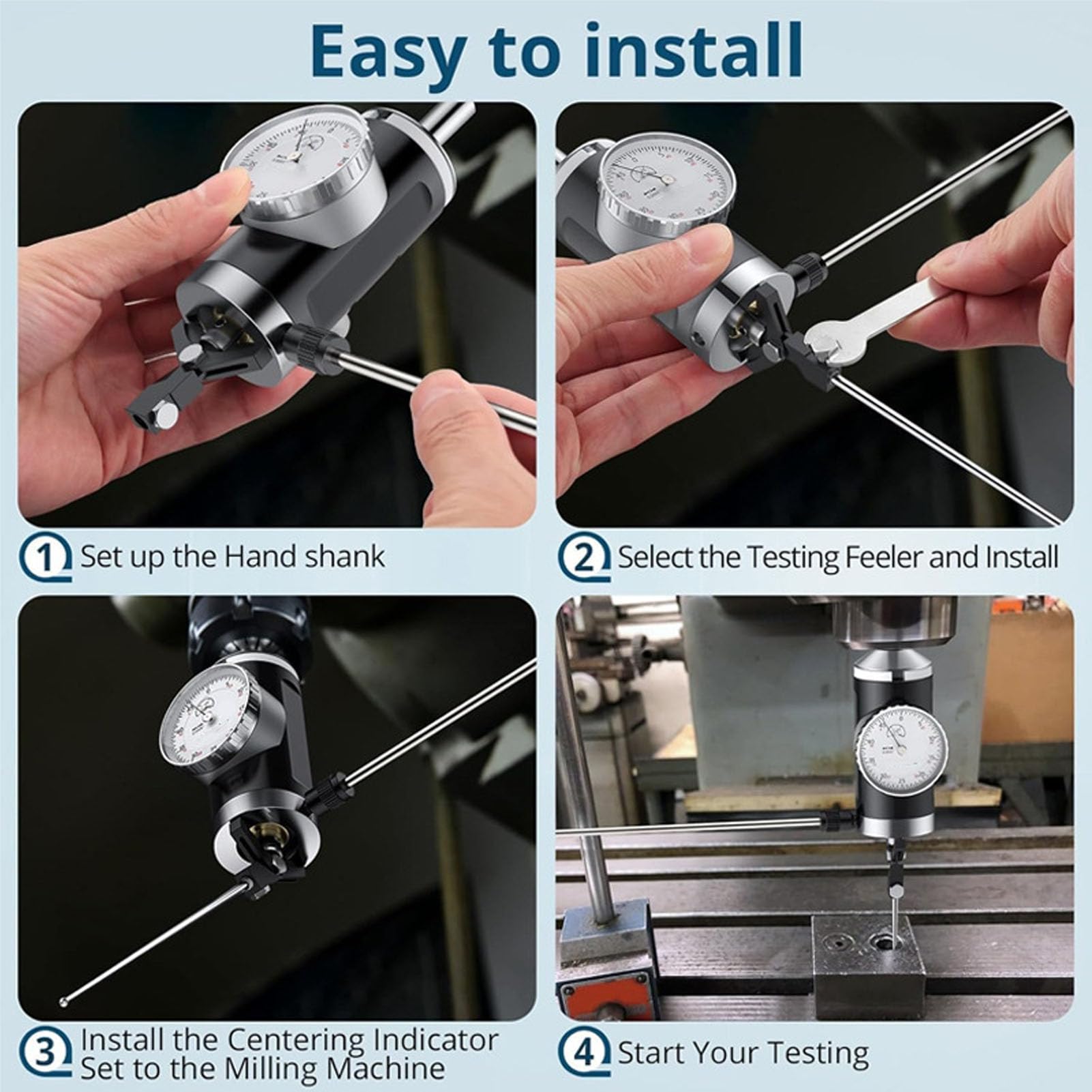 FLEXMAN Coaxial Centering Indicator Set, 0~0.15in Range 0.0005in Scale Centering Dial Indicator with Storage Box, Aluminum Alloy Milling Machine Test Dial Center Finder