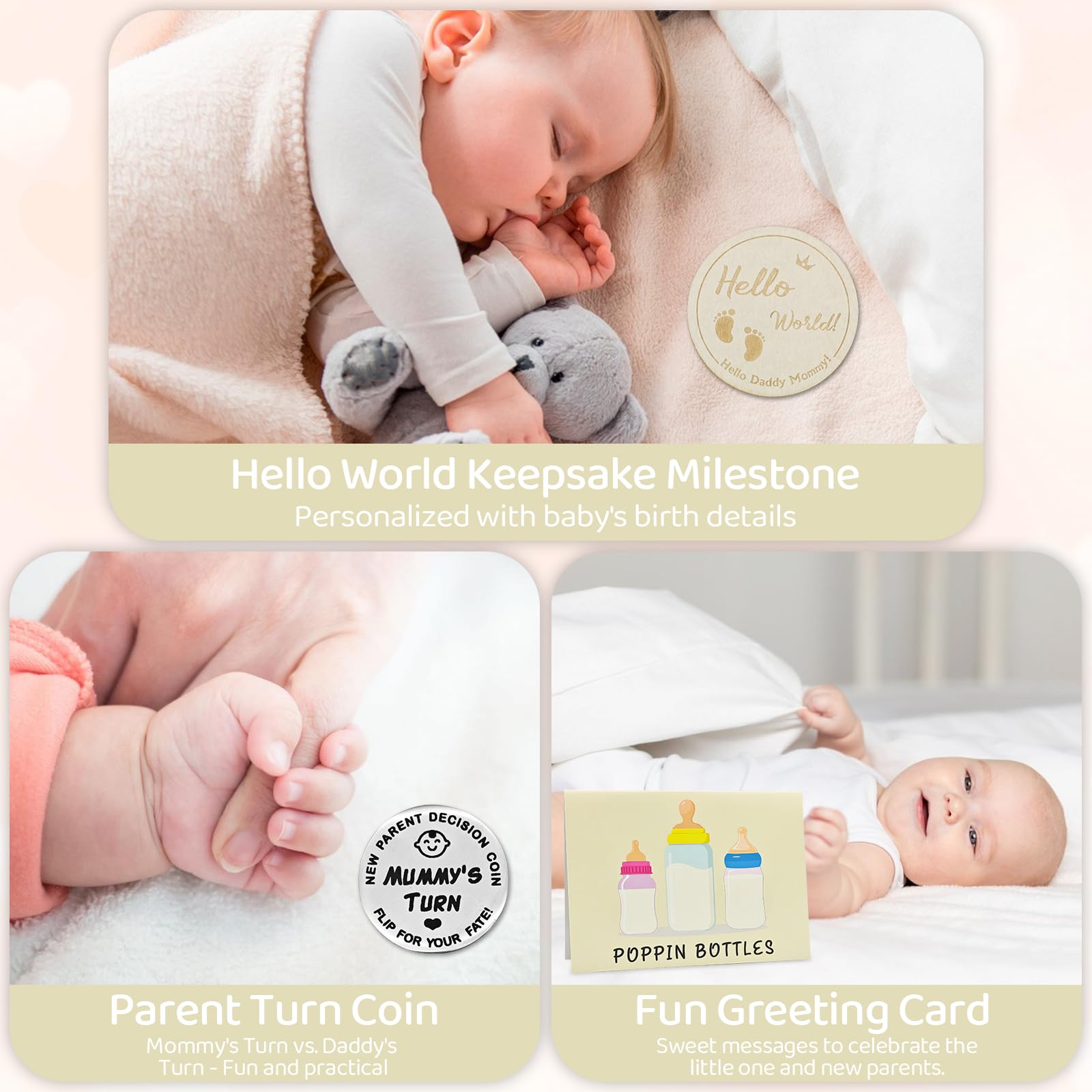 Juego de regalos para nuevos padres para parejas, regalos de revelación de género con vasos de vidrio para mamá y papá, cesta de regalo de embarazo para nuevos padres, anunciantes de embarazo