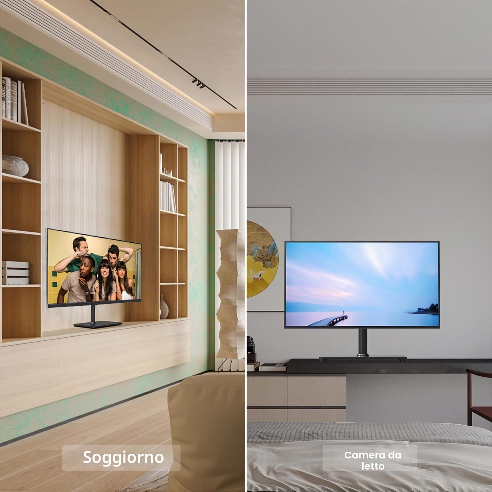GRIFEMA GB1005-1 Supporto TV per schermi 13-32 pollici piatte curve plasma OLED LCD LED, regolabile rotazione altezza, fino 10 kg, VESA 100x100 mm