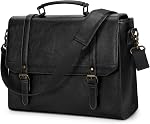 Messenger Bag for Men 15.6 Inch Waterproof Laptop Bag Vintage Leather Briefcase Large Computer Satchel Bag Retro Shoulder Bag for Office Business Travel College, Gray