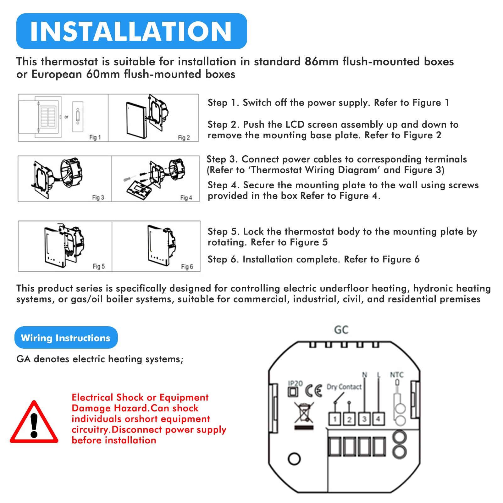 Jadeshay Termostato Caldaia WiFi Termostato Digitale Programmabile 5+1+1 Giorni con Schermo LCD Contatto Pulito 5A 230V Compatibile con Alexa e Google Home Controllo Remoto tramite Smart Life