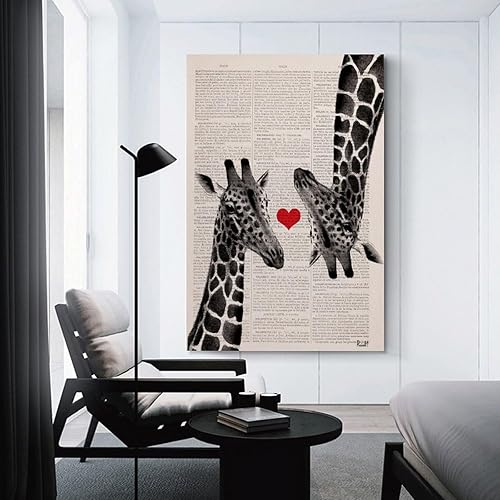 Miniatura 3 de Wand-Dekor-Kunst, Geschenk Für Zu Hause, Geschenk Für Sie, Giraffen in Der Liebe Rotes Póster Pintura Decorativa Lienzo Póster de Pared e Imagen de