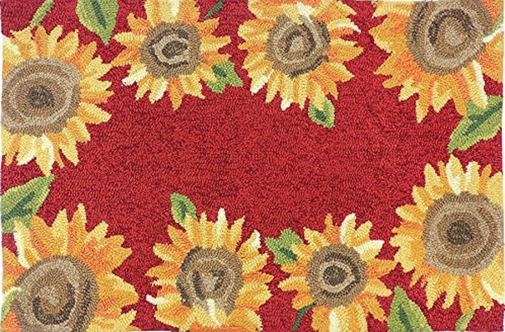 Amazon.com: Park Designs House and Sunflowers Hooked Rug : Home & Kitchen