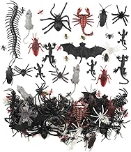 FEPITO 160 PCS Plastic Halloween Spiders Roaches Scorpions Rats Geckos Centipedes Flies Bats Realistic Bugs Insects Toys Prank Novelty for Halloween Creepy Decorations Party Favors Supplies