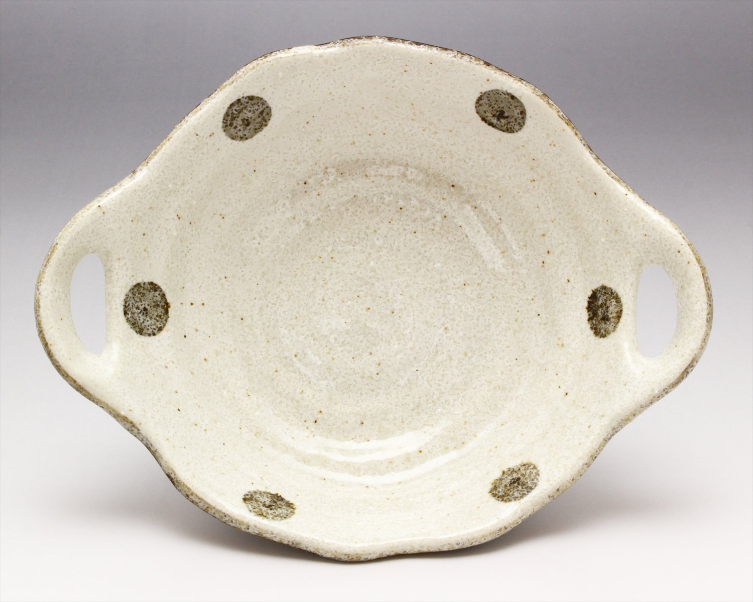 Mino Polka Dot White Two-Handle Small Bowl
