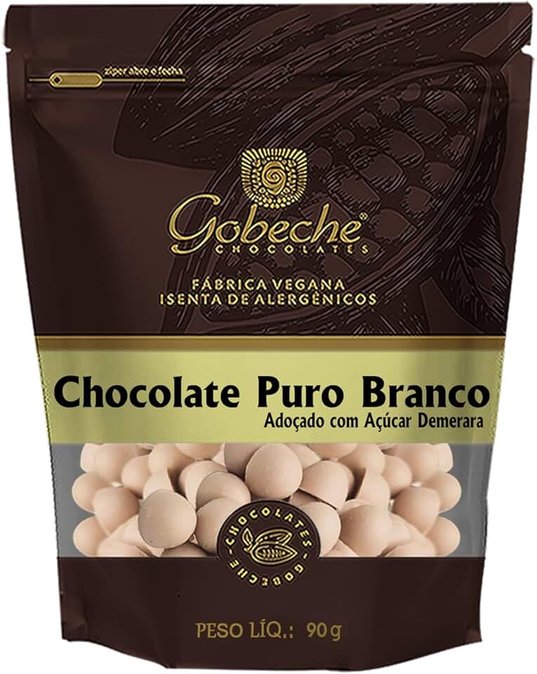 Gotas Chocolate Branco Gobeche - Adoçado com Açúcar Demerara- 90g