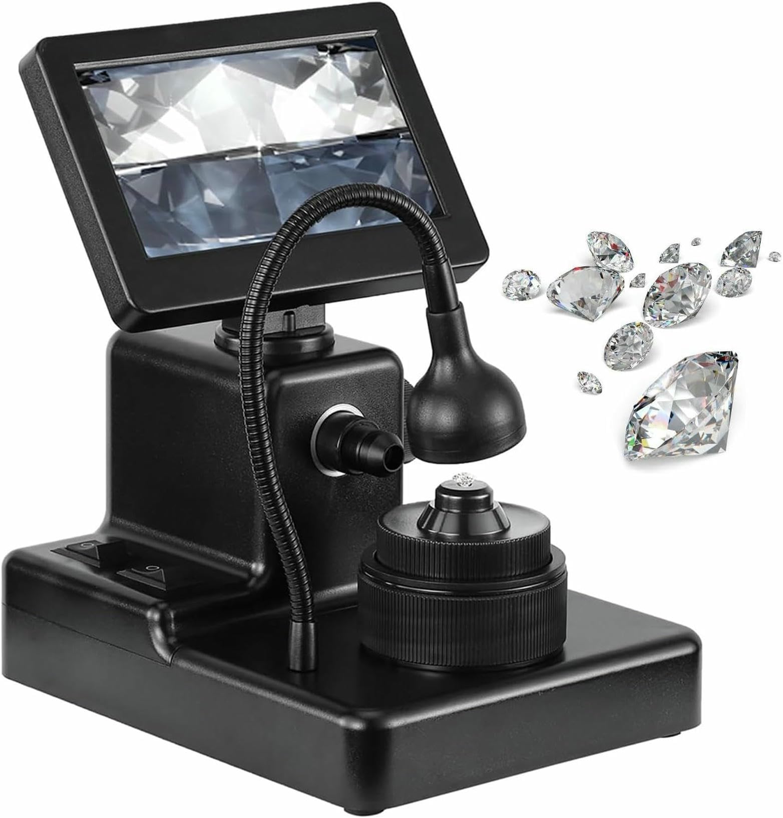 Microscope numérique LCD grossissement 50-1000X avec visionneuse de ceinture de diamant et LED