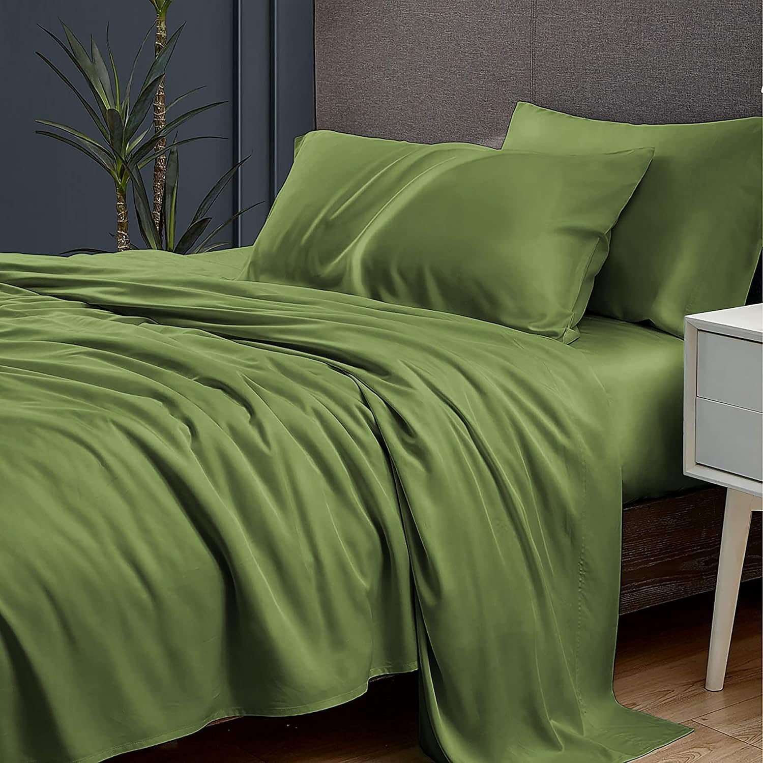 YRM Bedding's 400-TC Top Selling Egyptian Cotton Hotel Quality Bedsheet (60x90 inches) with 1-Pillow Cover Single Bed -Olive