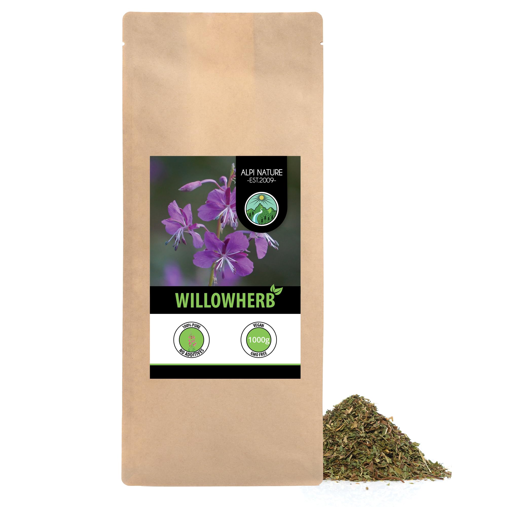 Alpi NatureWillow Herb Tea 1kg 2.2 lb, Dried and Cut Willow with Small Flowers, Fireweed Herb