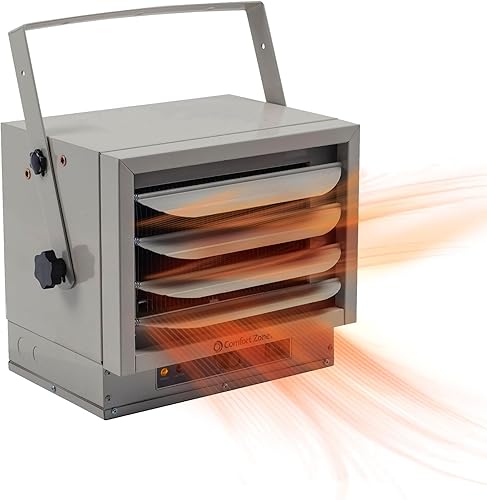 Comfort Zone CZ220G - Calentador de montaje de techo forzado con cable duro de 5000 vatios, 240 V con controles de doble perilla, ajuste solo para