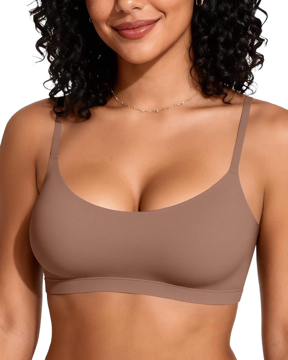OEAK Womens Comfortable Bras No Underwire Cami Bra Seamless Unlined Bralettes Scoop Neck Unpadded Everyday Sports Tshirt Bra