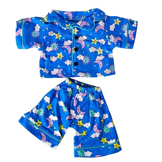 Sunny Days Blue PJ's Teddy Bear Clothes Outfit Fits Most 14" - 18" Build-A-Bear, and Make Your Own Stuffed Animals