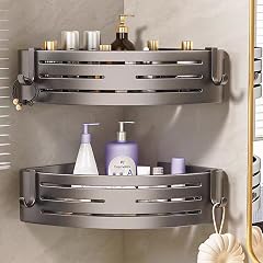 SRURLLUG Rustproof Corner Shower Caddy No Drilling Wall Mounted Shower Shelves Large Capacity Bathroom Shower Organizer Wall Shampoo