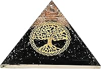 Vista 11 de Pirámide de orgón grande Cristal de pirámide de turmalina negra Pirámide de orgonita OM Pirámides de órgano Curación de energía positiva