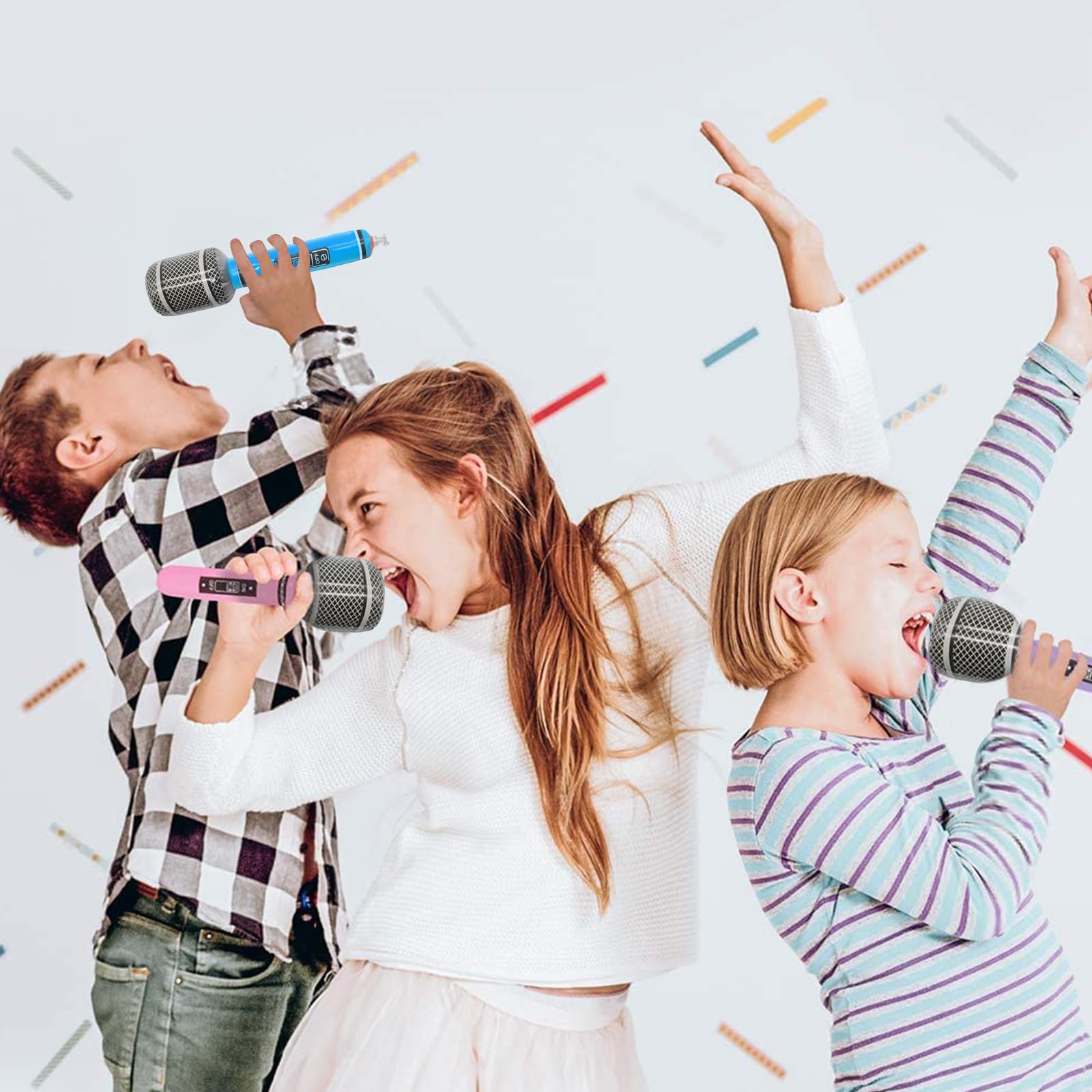6Pcs Inflatable Microphone Set - Durable Pretend Play Musical Instruments for Kids and Adults - Party Supplies and Gifts - Image 2