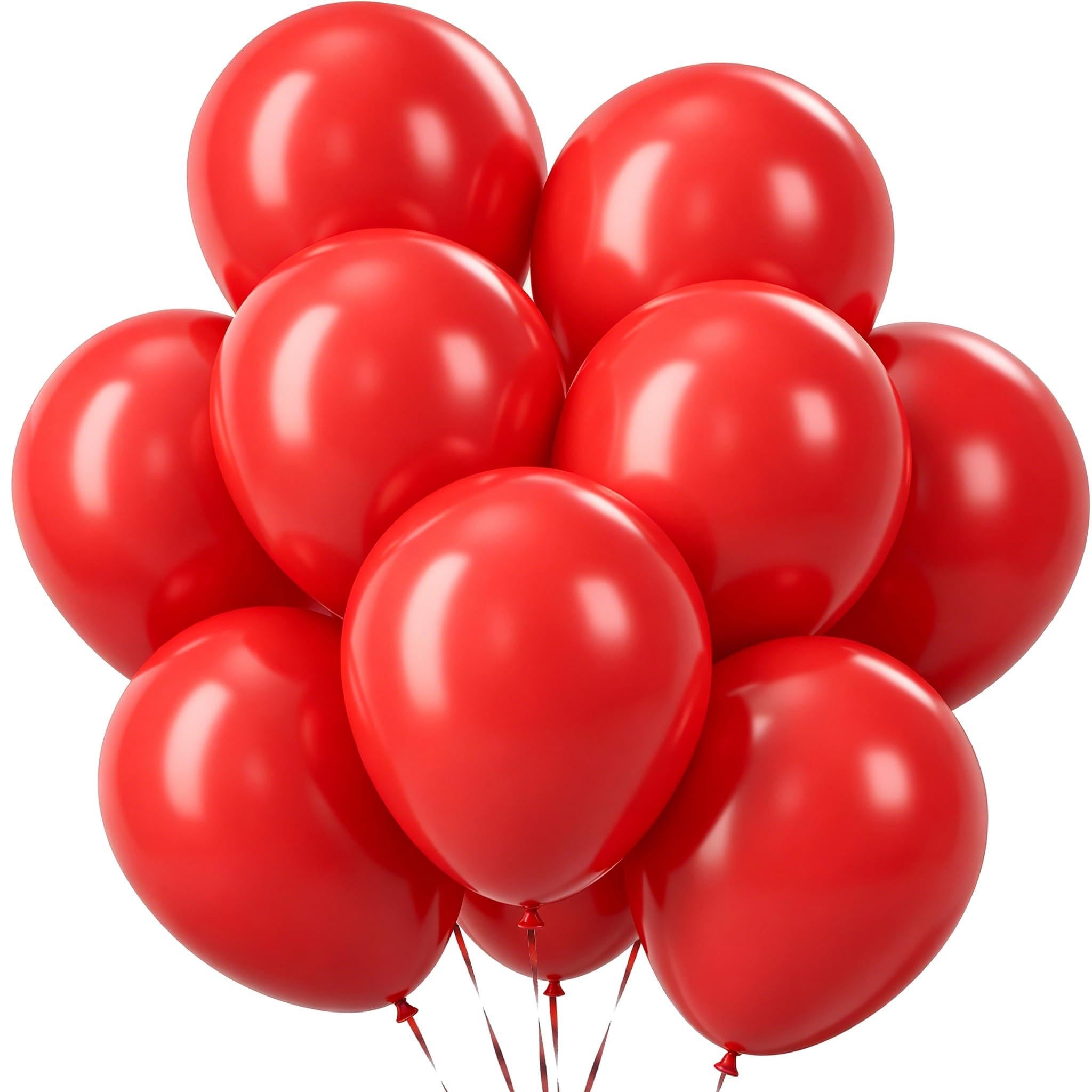 Red Party Balloons - 60Pcs Matte Red Thicken Latex Birthday Balloons