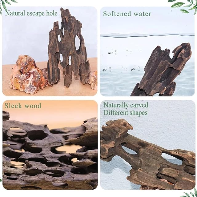 Foto 5 de 7 de IKFGTJRE Madera Flotante para Acuario Adornos de Madera Flotante porosa for acuarios, cangrejos ermitaños