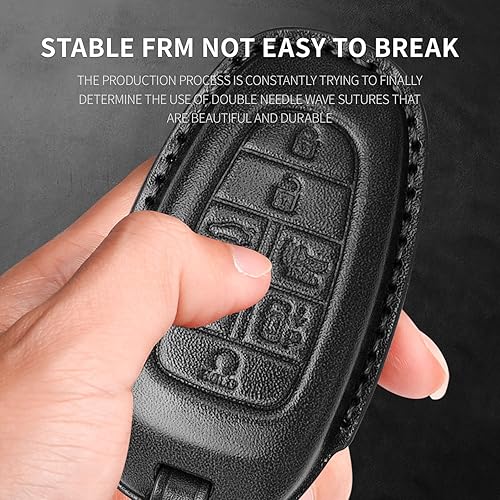 Miniatura 6 de Tukellen Funda de cuero para llavero Hyundai con llavero compatible con Sonata 2020 2021, llave remota Tucson 2022, color negro