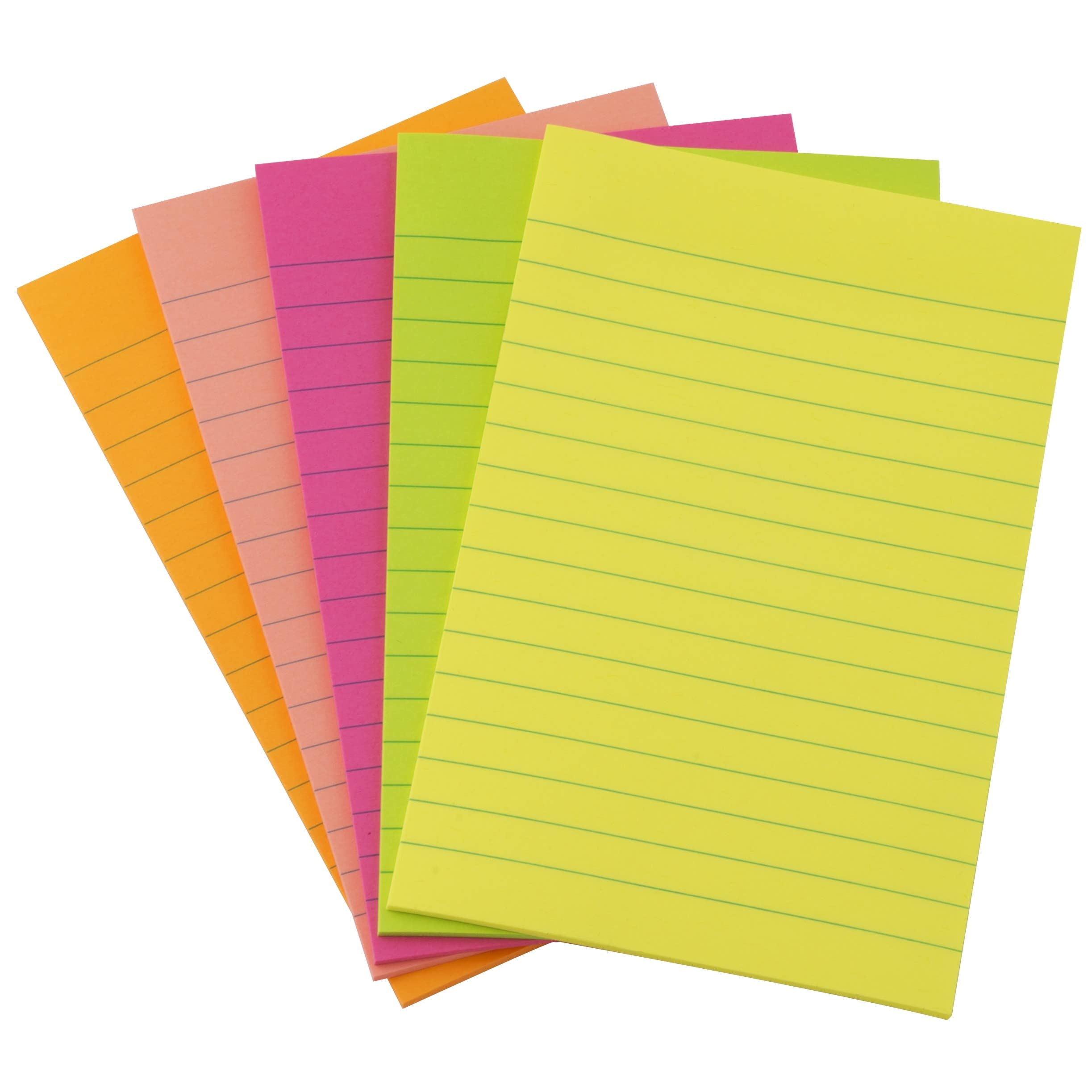 Foglietti Adesivi A Righe D.RECT 98x150mm - Blocco Da 100 Fogli Fluorescenti E Riposizionabili