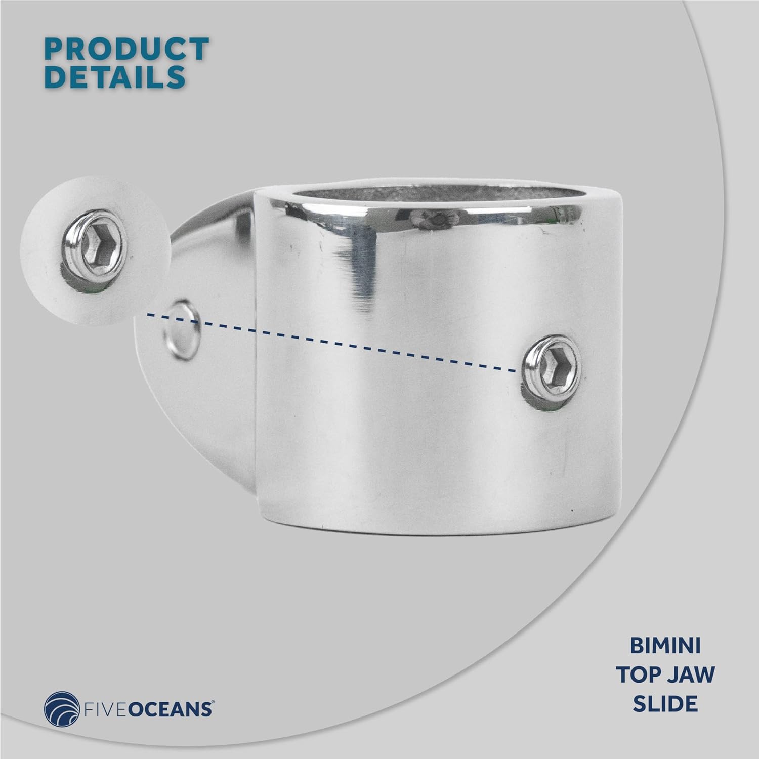 Five Oceans Marine Bimini Top Jaw Slide, Heavy Duty AISI316 Stainless Steel, Ideal for Pontoon, Fishing, Ski Boats