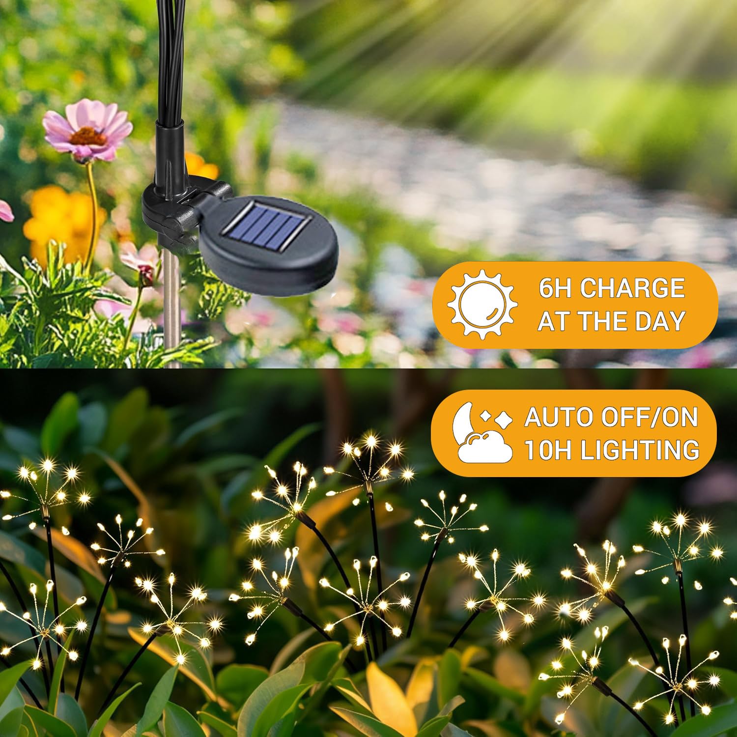 Yomistar Garden Solar Lights Outdoor 2 Pack 160 LED Christmas Light Outdoor Decorations 8 Modes Garden Lights Solar Powered Waterproof Starburst Light for Pathway Patio Lawn Decorative - Image 2