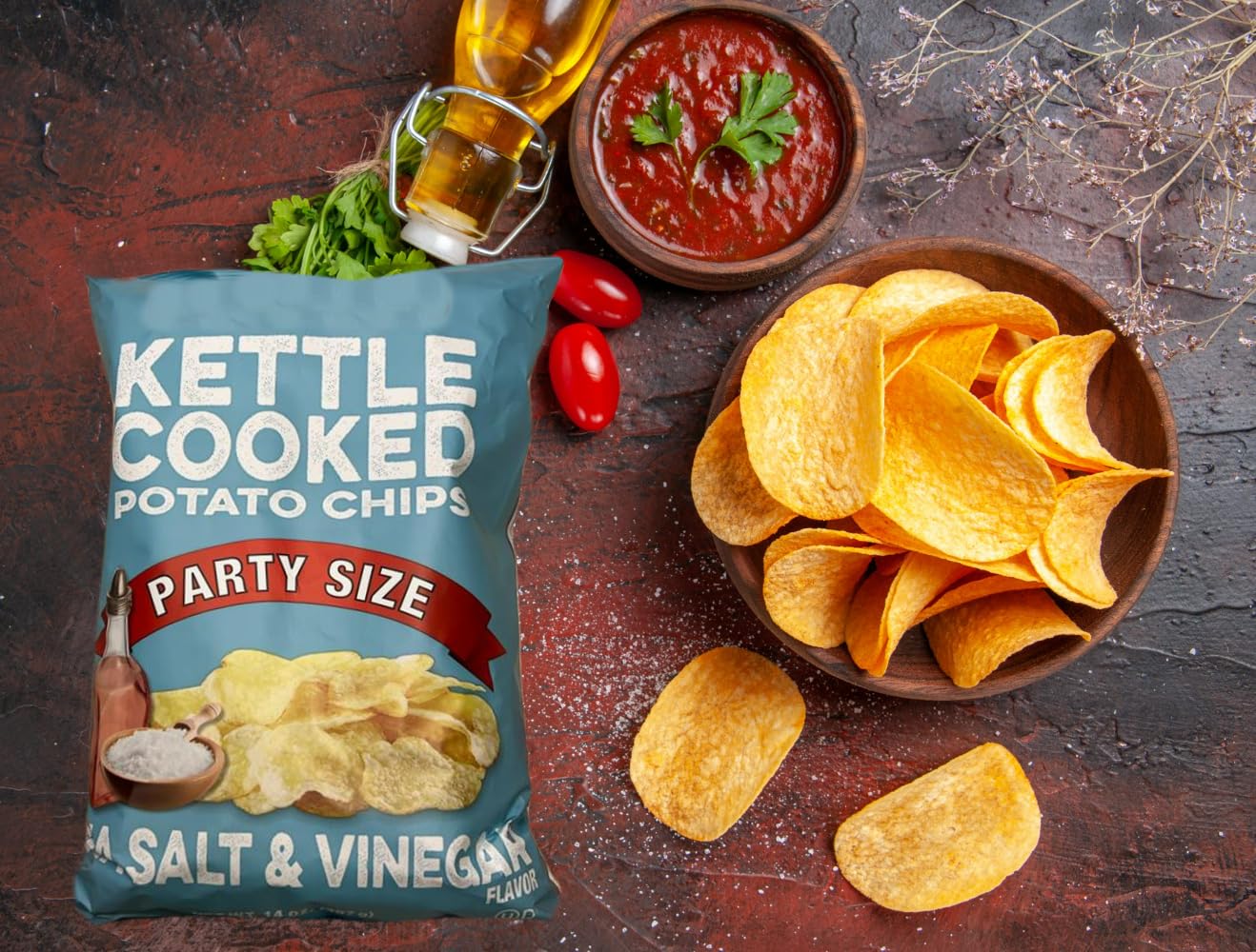 Wegmans Organic White Corn Restaurant-Style Tortilla Chips, 16oz (Pack of 3) | Gluten Free, Vegan, Lactose Free + Market Basket Kettle Cooked Salt & Vinegar Potato Chips 14oz