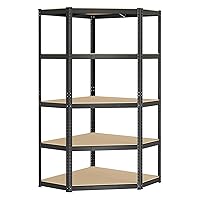 SONGMICS Scaffale Angolare a 5 Ripiani, Scaffalatura ad Angolo in Acciaio per Carichi Pesanti