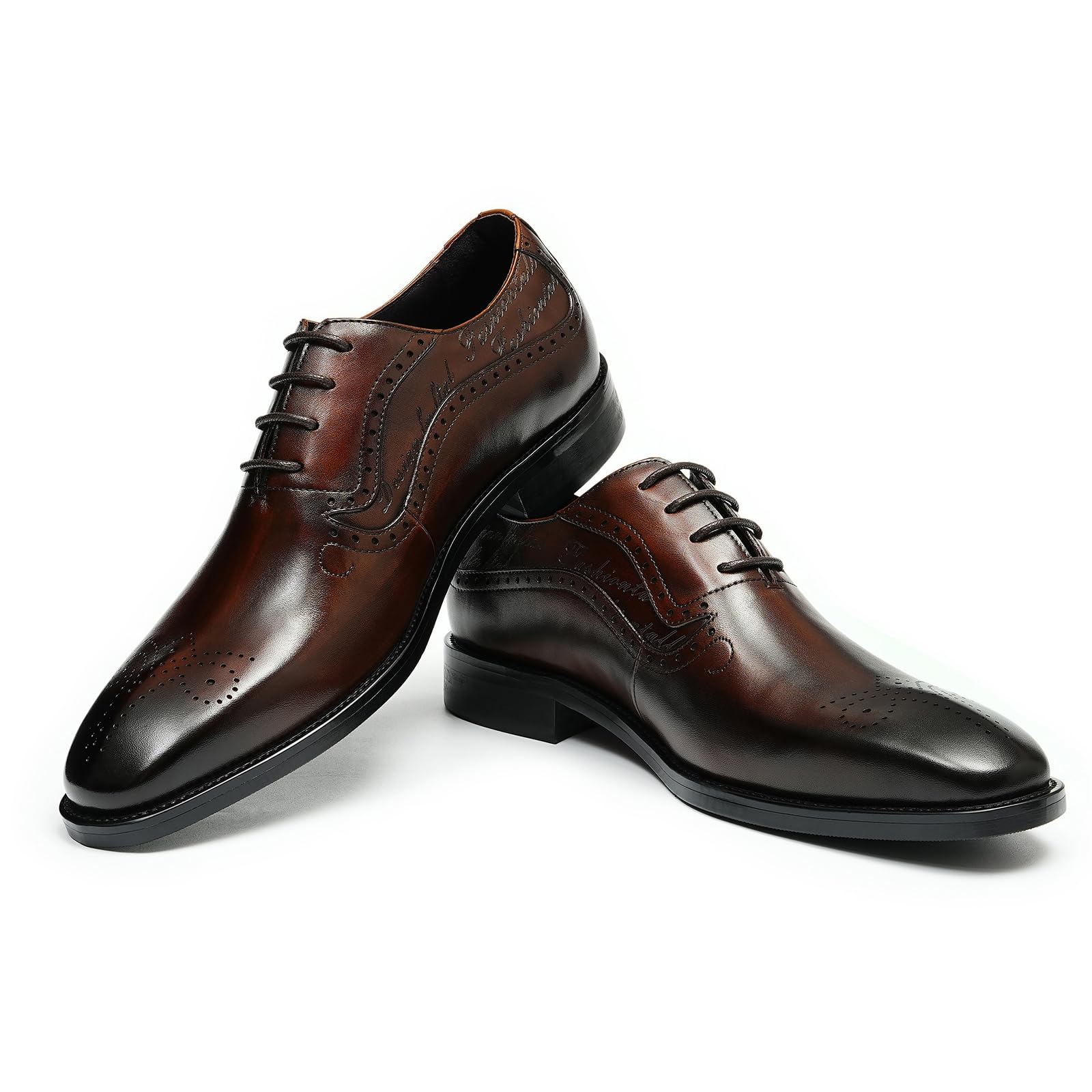 Brogues Formali Affari da Uomo Oxfords Eleganti in Vera Pelle Scarpe Basse Stringate da Abito