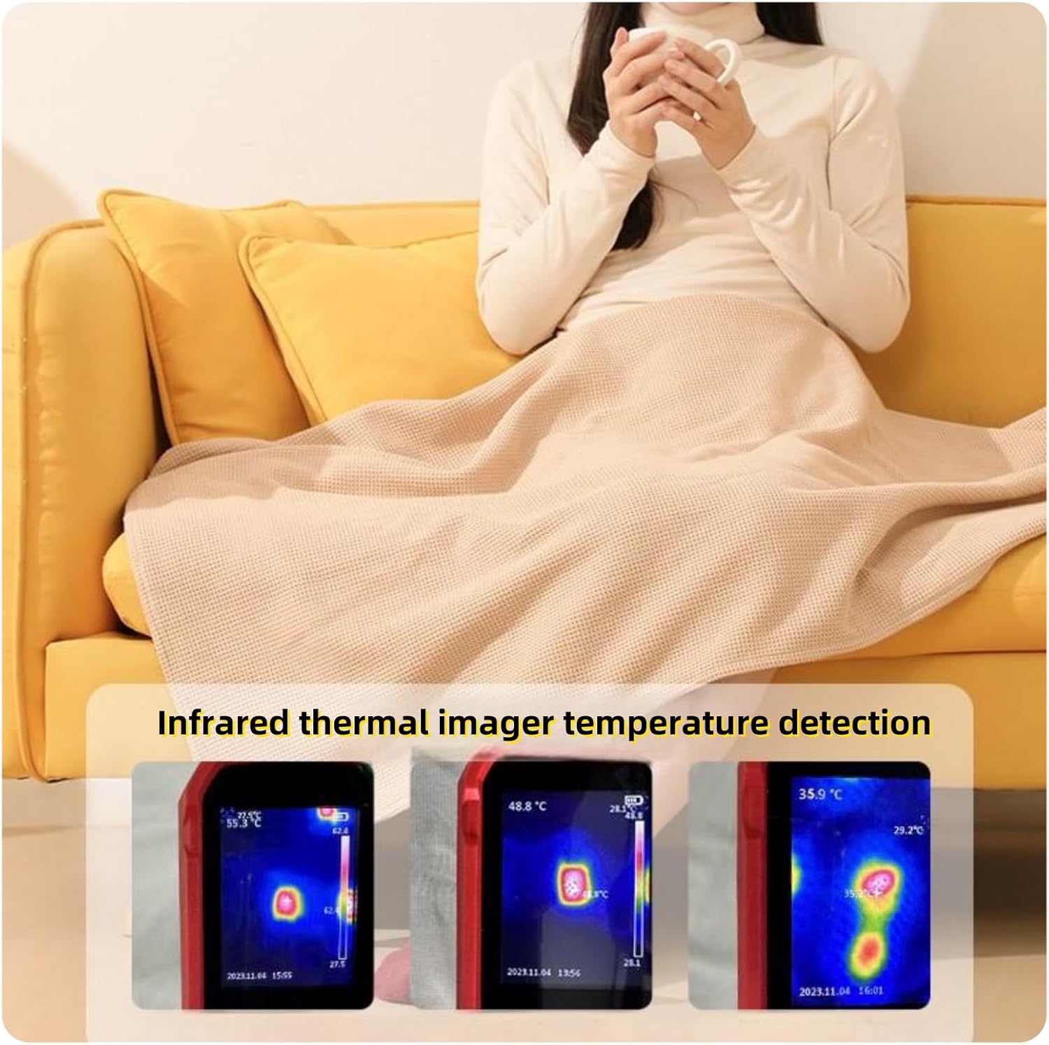 Heated Shawl,USB Portable Heated Blanket,Heated Shawl Wraps for Women,Three Temperature Settings,Portable Heating Scarf (Red)