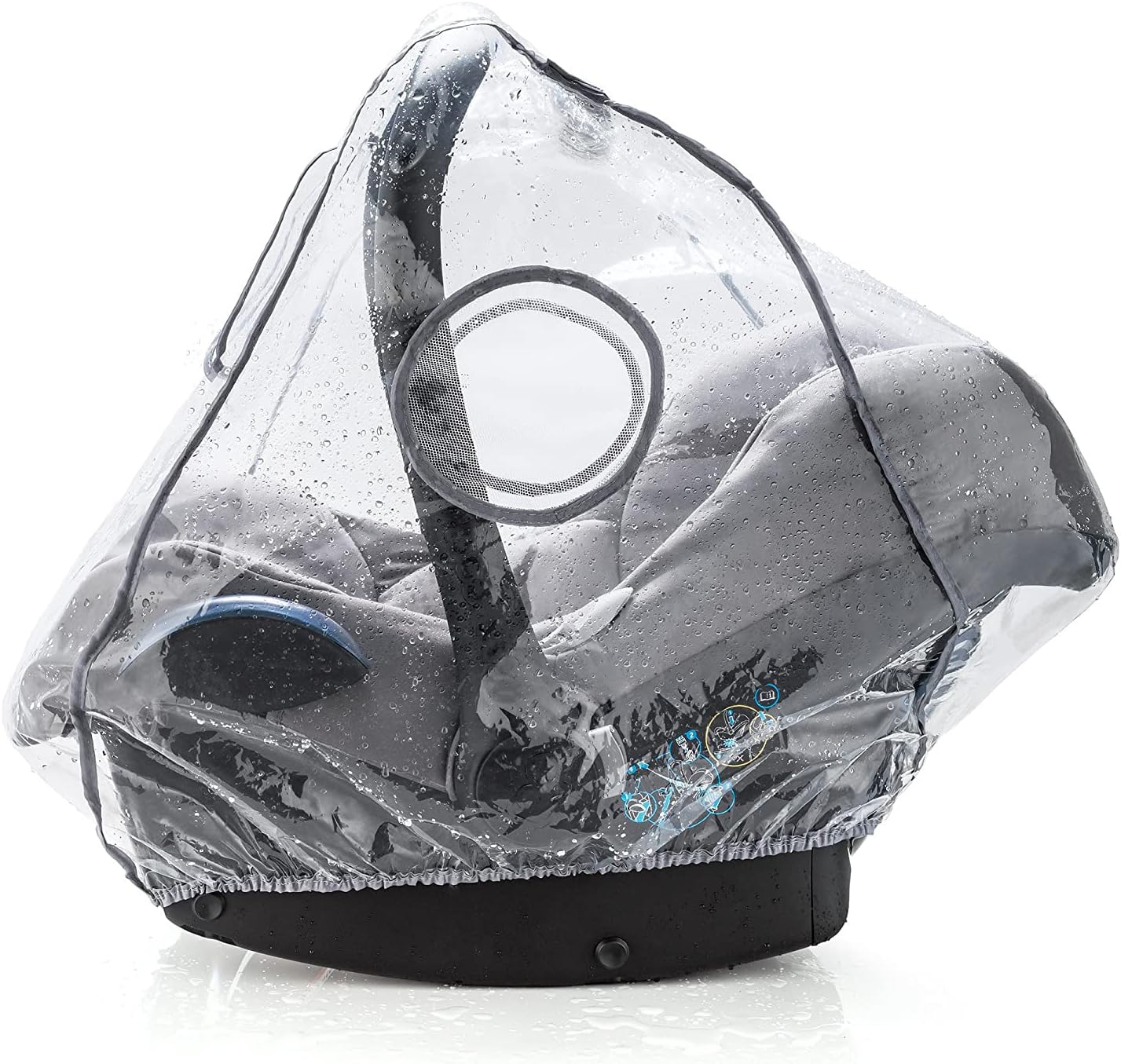 Universal Car Seat Rain Cover with Quick-Access Window (to fit Maxi COSI/Cybex/Graco/Joie/Nuna e.g.) - Baby Car Seat Rain Cover, Dual Side Ventilation, Handle Opening - Grey