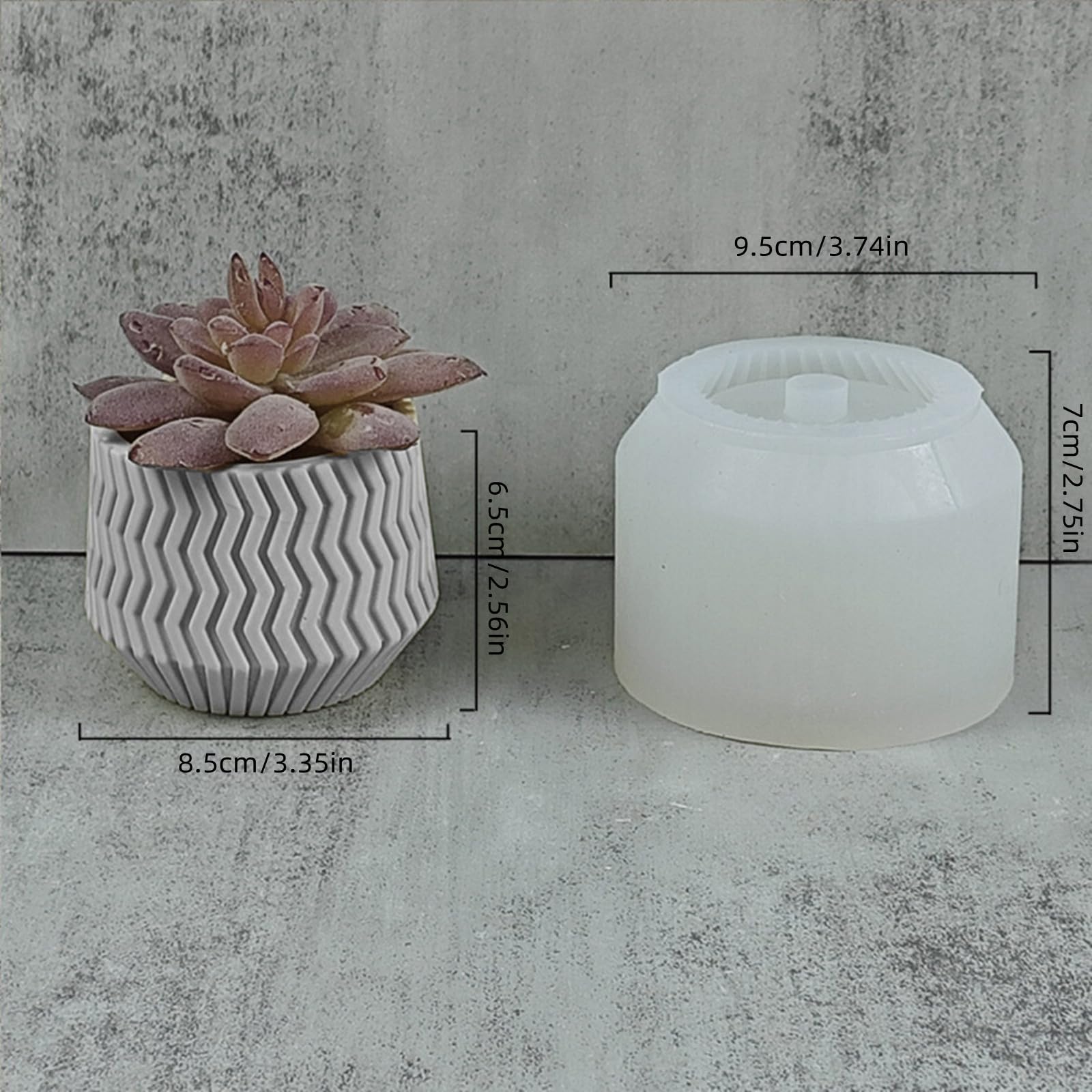 Water Ripple Striped Concrete Flower Pot Silicone Mold Plaster Succulent Planter Vase Mold Candle Pen Holder Epoxy Resin Cement Clay Mould