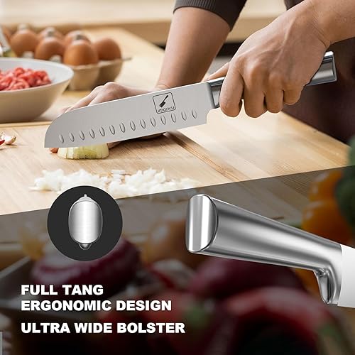 Miniatura 4 de imarku Juego de cuchillos de chef japoneses y 15 cuchillos de cocina negros, juego de cuchillos japoneses de acero inoxidable de alto carbono para