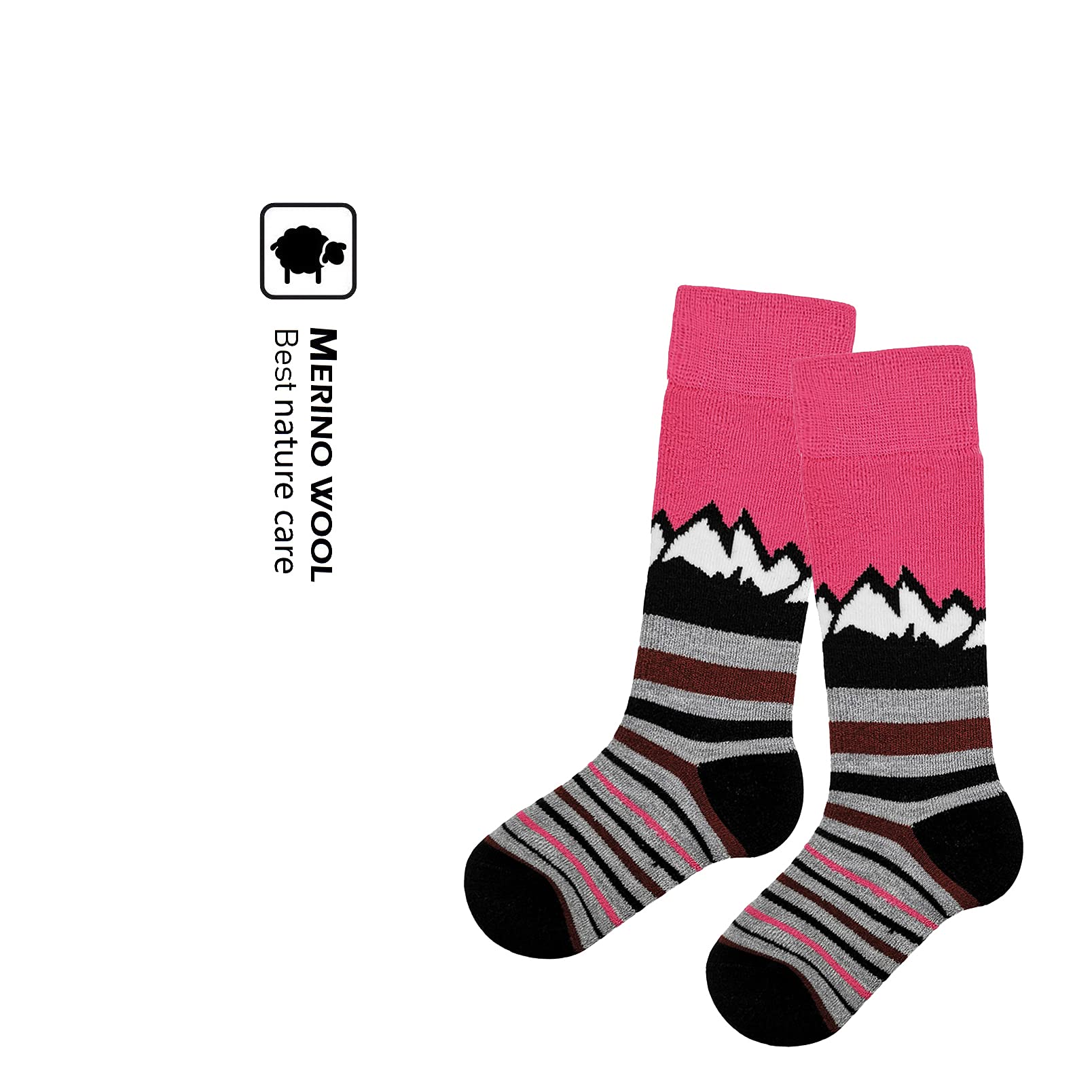 Highcamp Kids Merino Wool Ski Snowboard Socks Boy Girl Toddler Winter Snow Socks- 2 Pairs